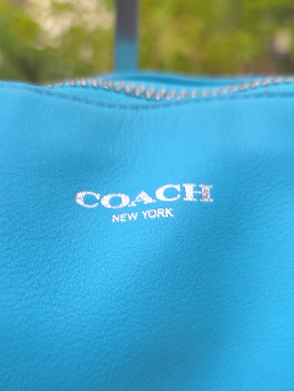 Coach Turquoise Shoulder Bag with Pearl & Chain Details - Picture 5 of 16